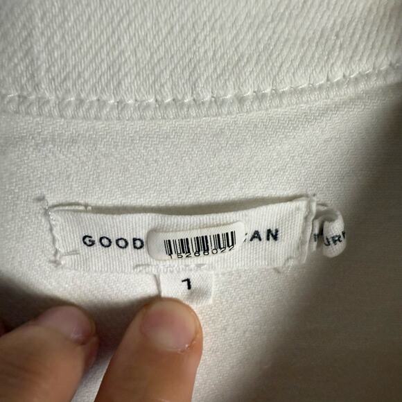 Good American Fit For Success White Denim Short Sleeve Jumpsuit Size Small - Picture 13 of 15
